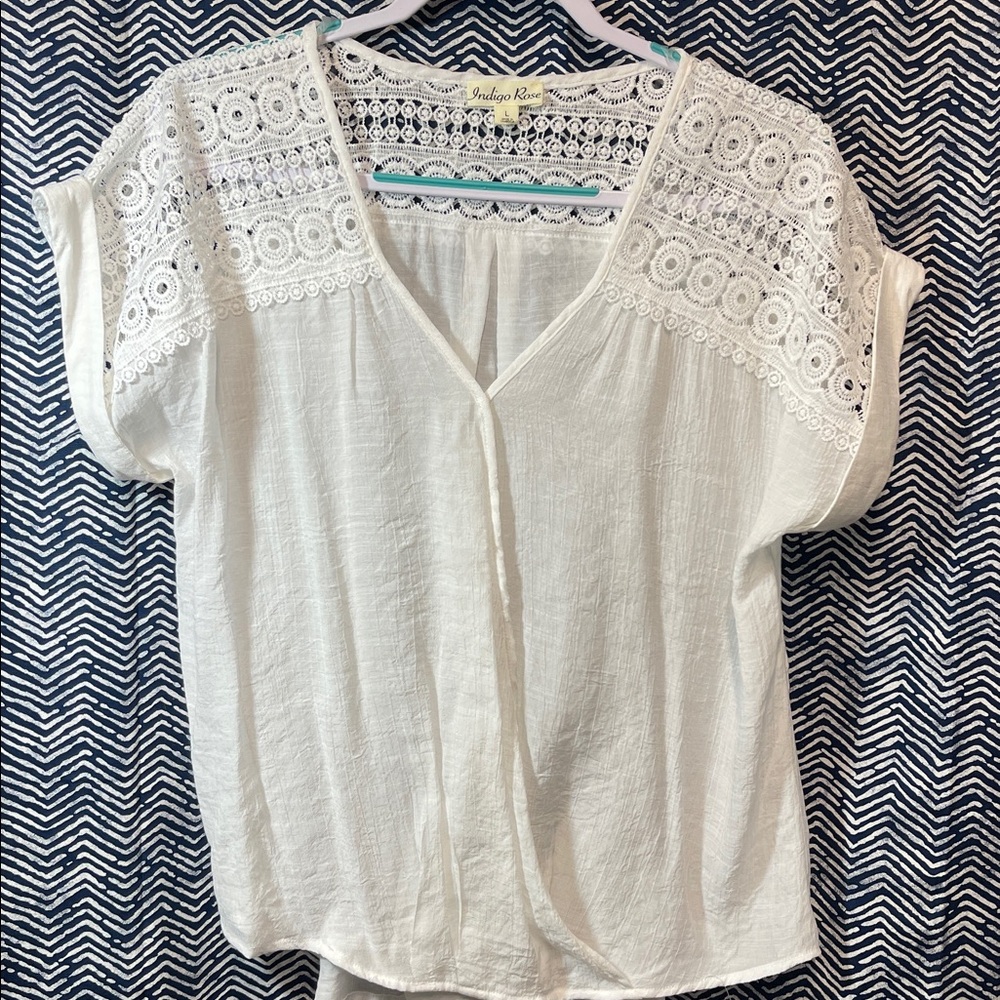 Elegant Cream Lace Detail Blouse